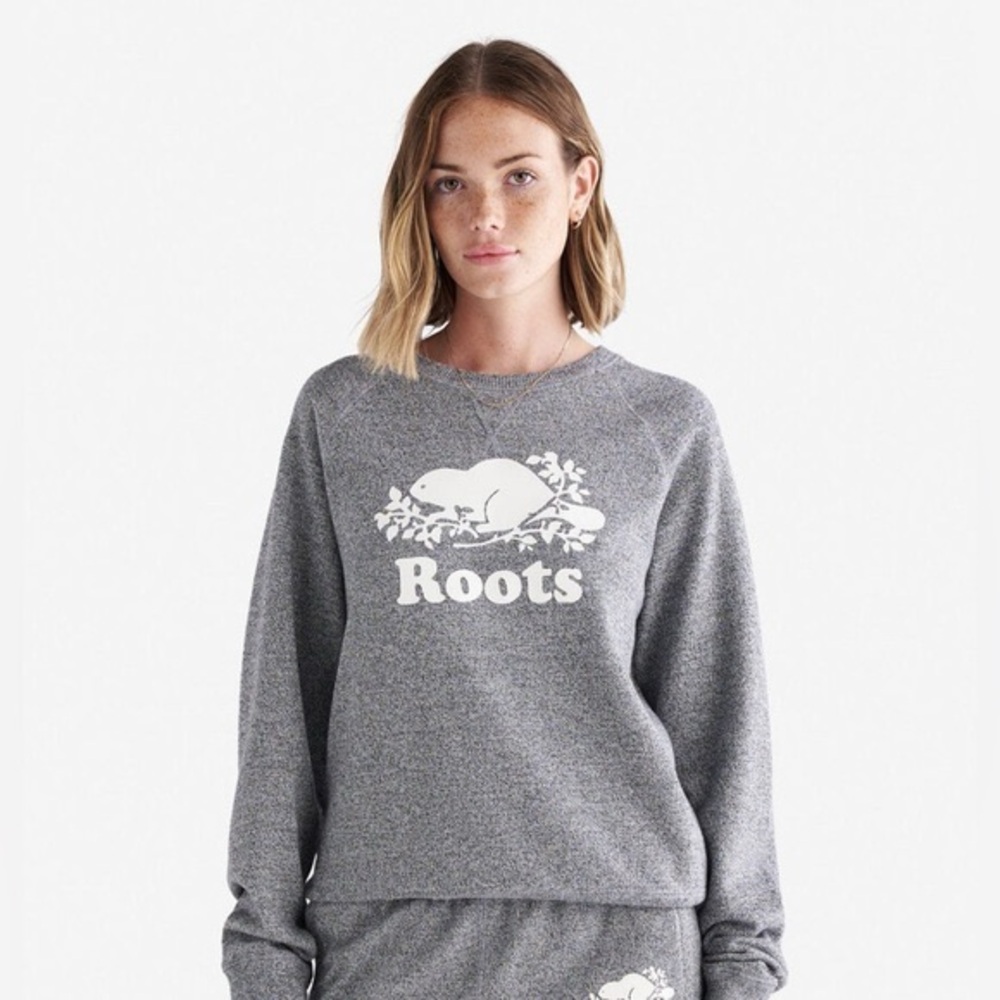 Roots Organic Original Crew Sweatshirt  Salt  Pepper